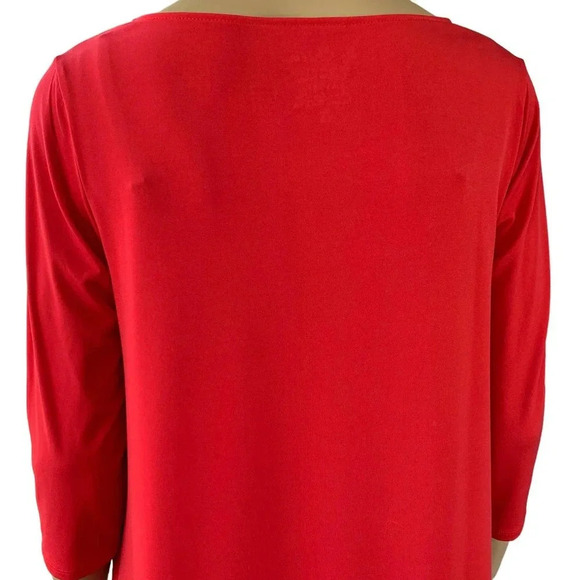 Chico's Casual Jersey Tops Blouse Women Size M Red Pullover Metal Keyhole Neck - Picture 9 of 16